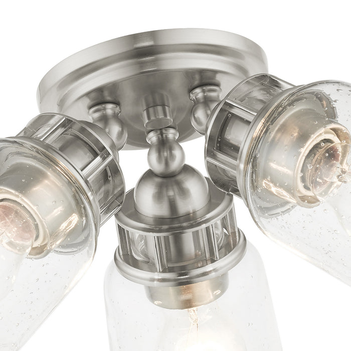 Three Light Flush Mount from the Lawrenceville collection in Brushed Nickel finish