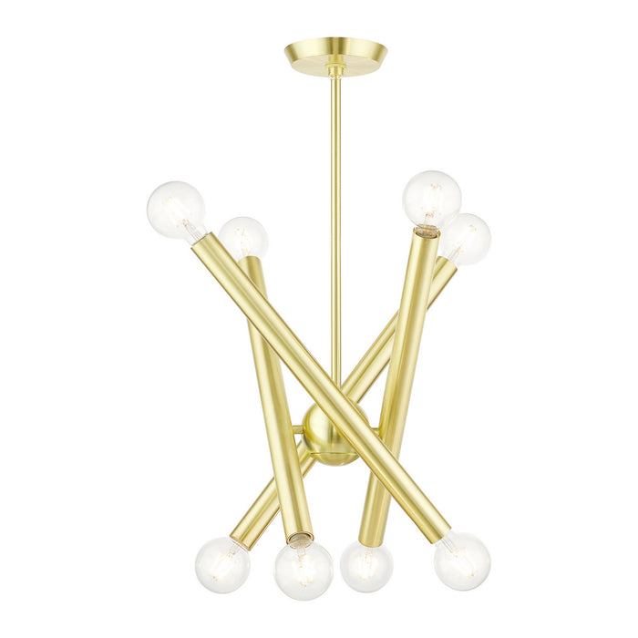 Eight Light Chandelier from the Stafford collection in Satin Brass finish