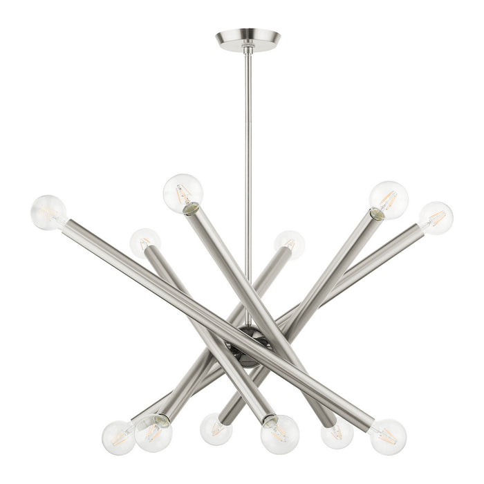 12 Light Chandelier from the Stafford collection in Brushed Nickel finish