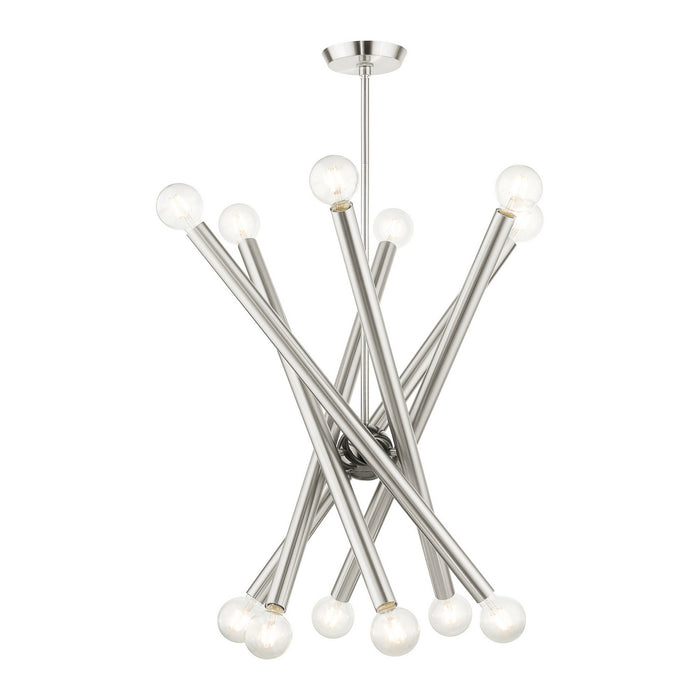 12 Light Chandelier from the Stafford collection in Brushed Nickel finish
