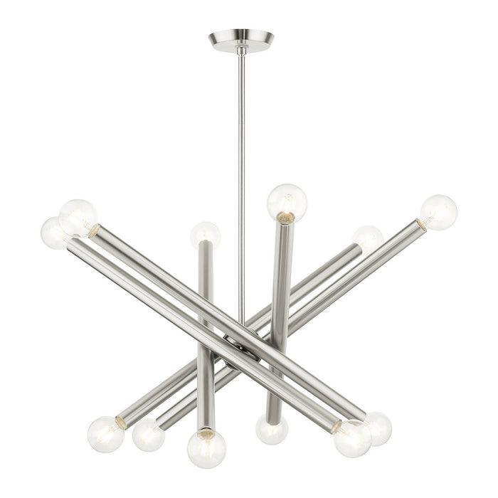 12 Light Chandelier from the Stafford collection in Brushed Nickel finish