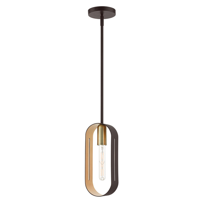 One Light Pendant from the Ravena collection in Bronze with Antique Brass finish