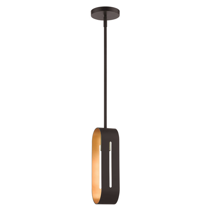 One Light Pendant from the Ravena collection in Bronze with Antique Brass finish
