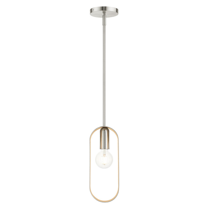One Light Pendant from the Ravena collection in Brushed Nickel finish