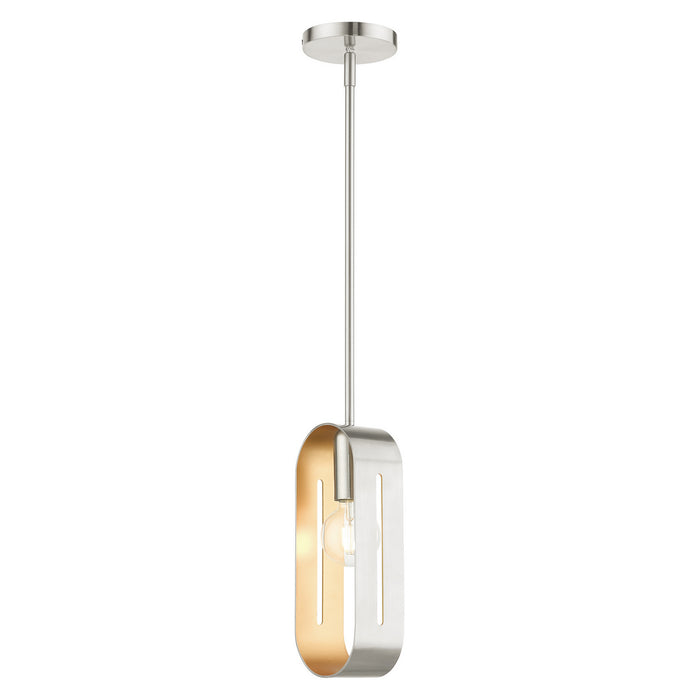 One Light Pendant from the Ravena collection in Brushed Nickel finish