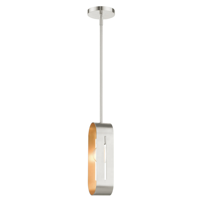 One Light Pendant from the Ravena collection in Brushed Nickel finish