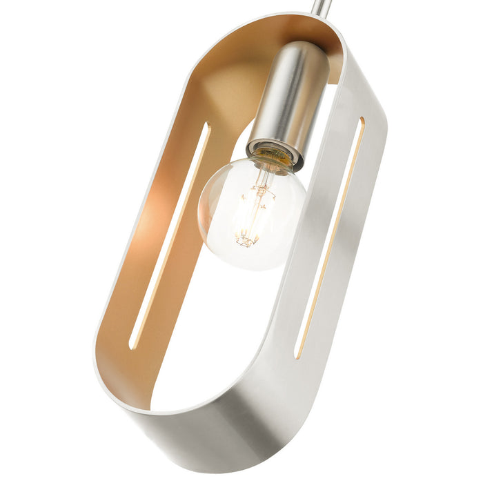 One Light Pendant from the Ravena collection in Brushed Nickel finish