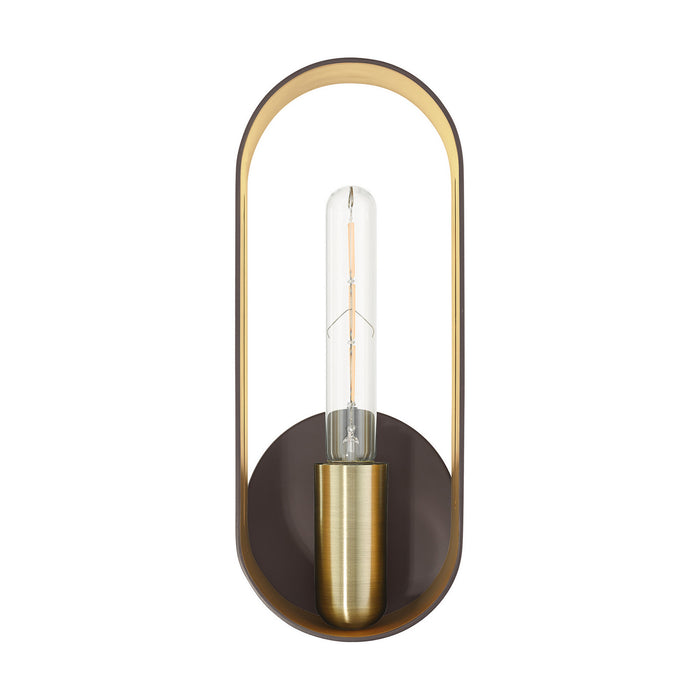One Light Wall Sconce from the Ravena collection in Bronze with Antique Brass finish