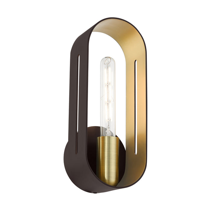 One Light Wall Sconce from the Ravena collection in Bronze with Antique Brass finish