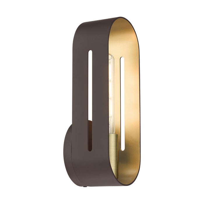 One Light Wall Sconce from the Ravena collection in Bronze with Antique Brass finish