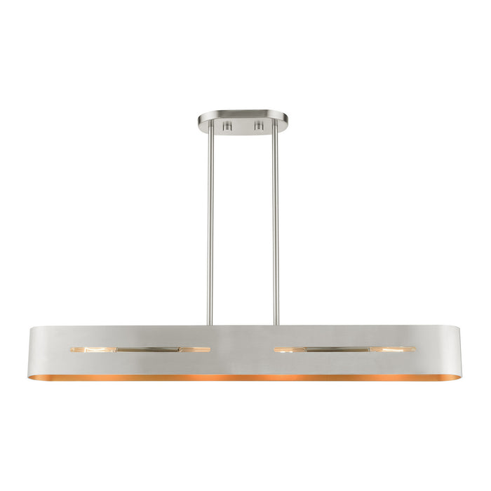 Four Light Linear Chandelier from the Ravena collection in Brushed Nickel finish