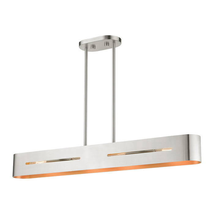 Four Light Linear Chandelier from the Ravena collection in Brushed Nickel finish