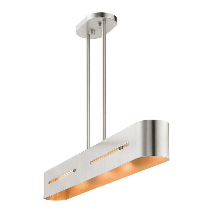 Four Light Linear Chandelier from the Ravena collection in Brushed Nickel finish