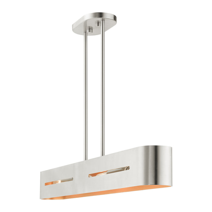 Four Light Linear Chandelier from the Ravena collection in Brushed Nickel finish