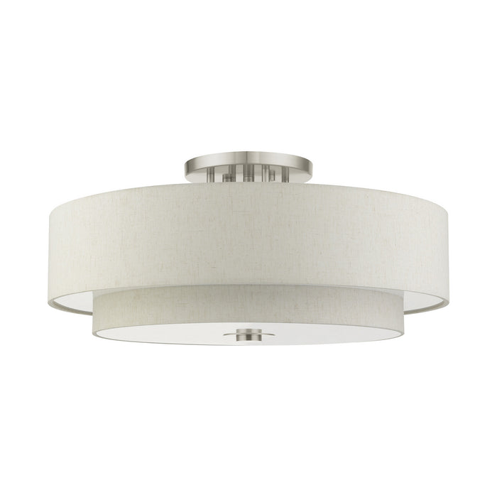 Six Light Semi Flush Mount from the Meridian collection in Brushed Nickel finish