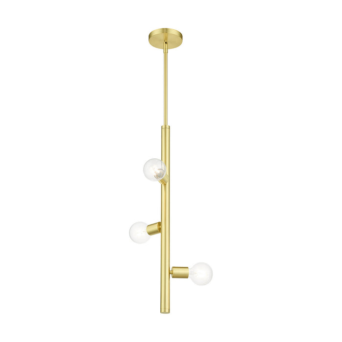 Three Light Pendant from the Bannister collection in Satin Brass finish