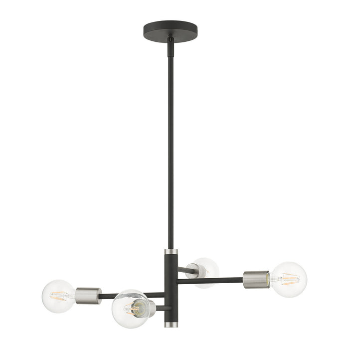 Four Light Chandelier from the Bannister collection in Black finish