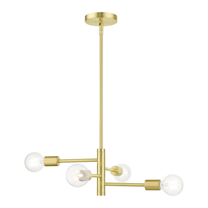 Four Light Chandelier from the Bannister collection in Satin Brass finish