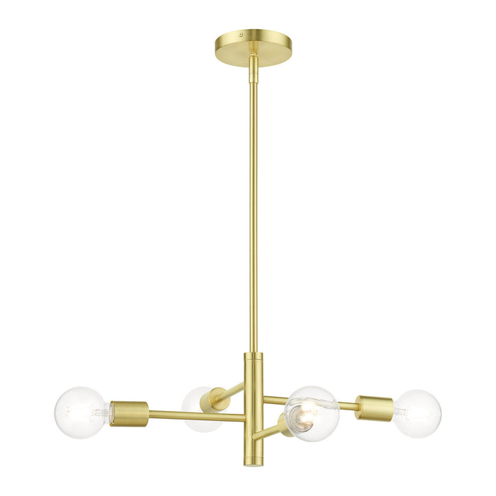 Four Light Chandelier from the Bannister collection in Satin Brass finish