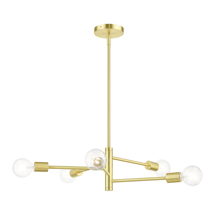 Five Light Chandelier from the Bannister collection in Satin Brass finish