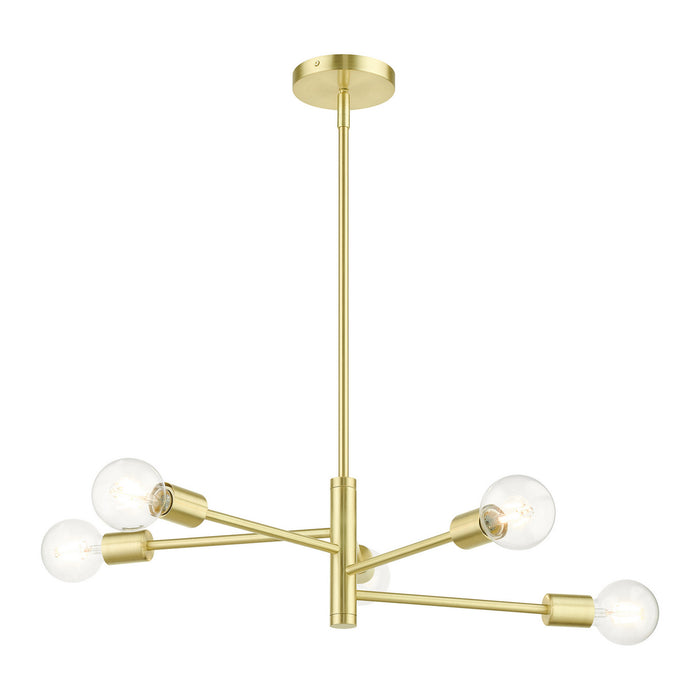 Five Light Chandelier from the Bannister collection in Satin Brass finish