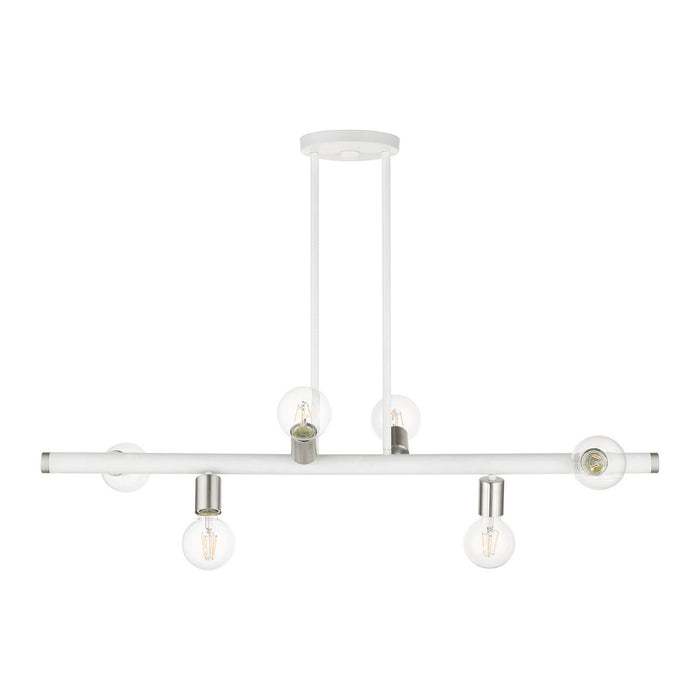 Six Light Linear Chandelier from the Bannister collection in White finish