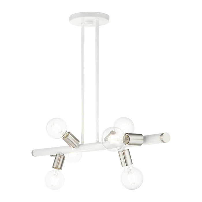 Six Light Linear Chandelier from the Bannister collection in White finish