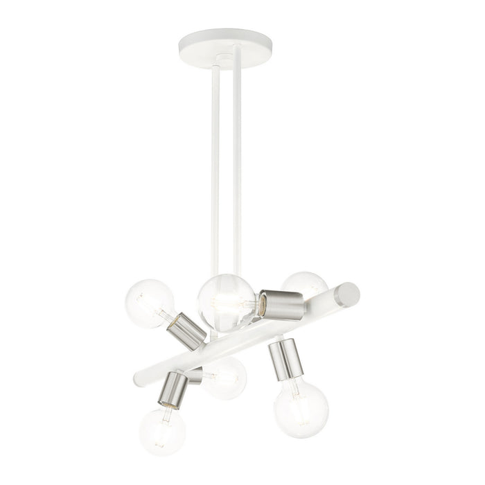 Six Light Linear Chandelier from the Bannister collection in White finish