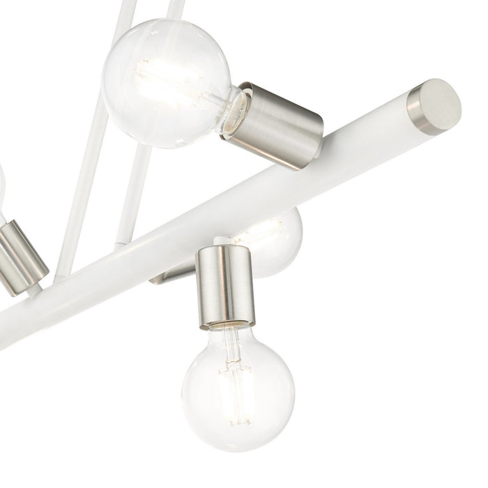 Six Light Linear Chandelier from the Bannister collection in White finish