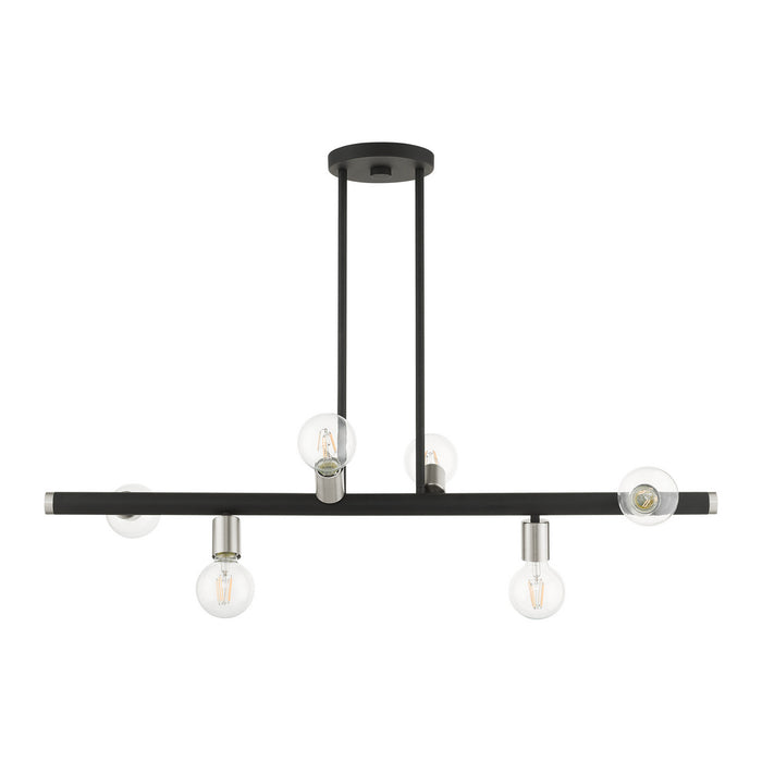 Six Light Linear Chandelier from the Bannister collection in Black finish