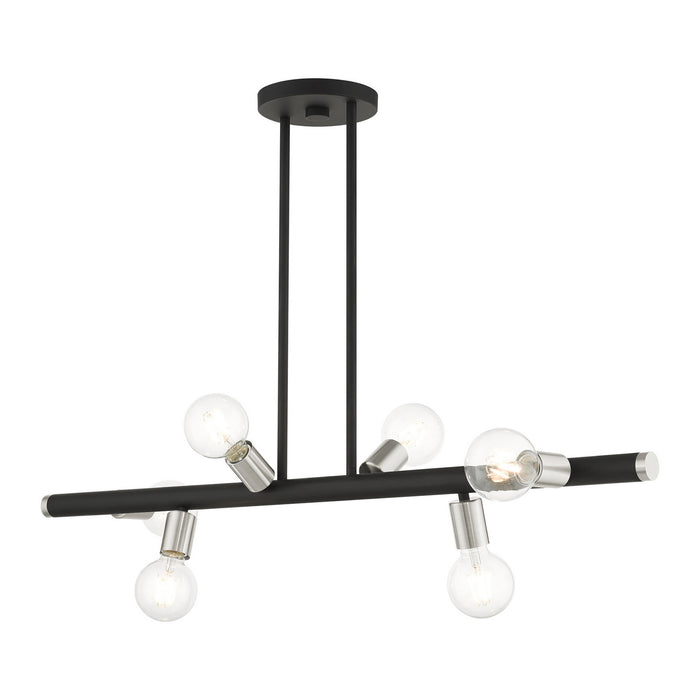 Six Light Linear Chandelier from the Bannister collection in Black finish