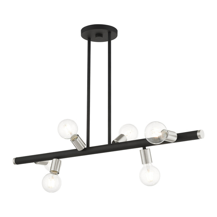 Six Light Linear Chandelier from the Bannister collection in Black finish