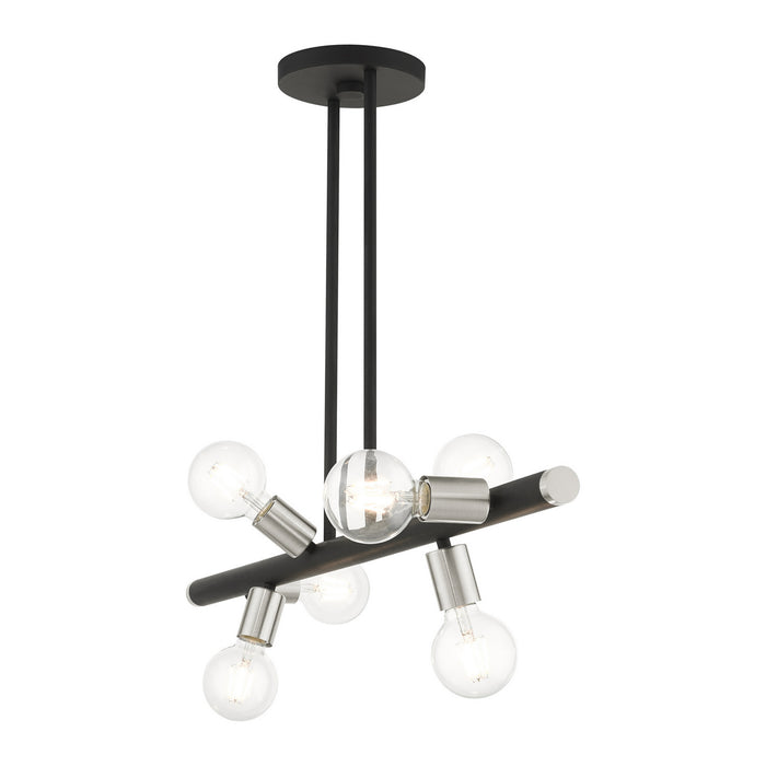 Six Light Linear Chandelier from the Bannister collection in Black finish