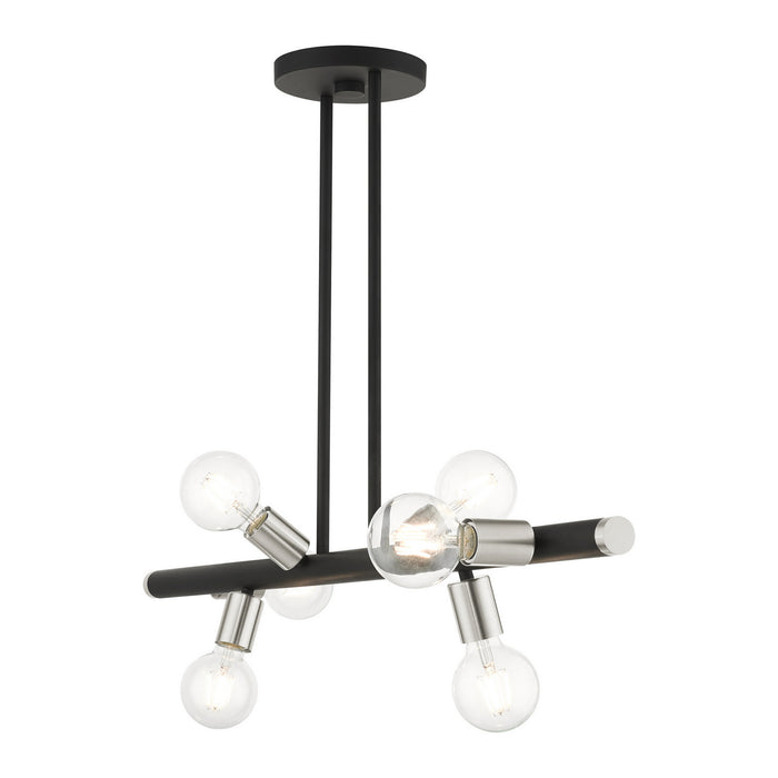 Six Light Linear Chandelier from the Bannister collection in Black finish