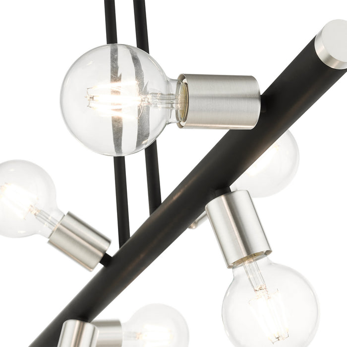 Six Light Linear Chandelier from the Bannister collection in Black finish