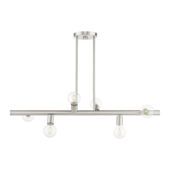 Six Light Linear Chandelier from the Bannister collection in Brushed Nickel finish