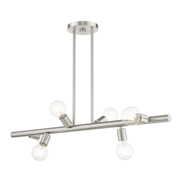 Six Light Linear Chandelier from the Bannister collection in Brushed Nickel finish