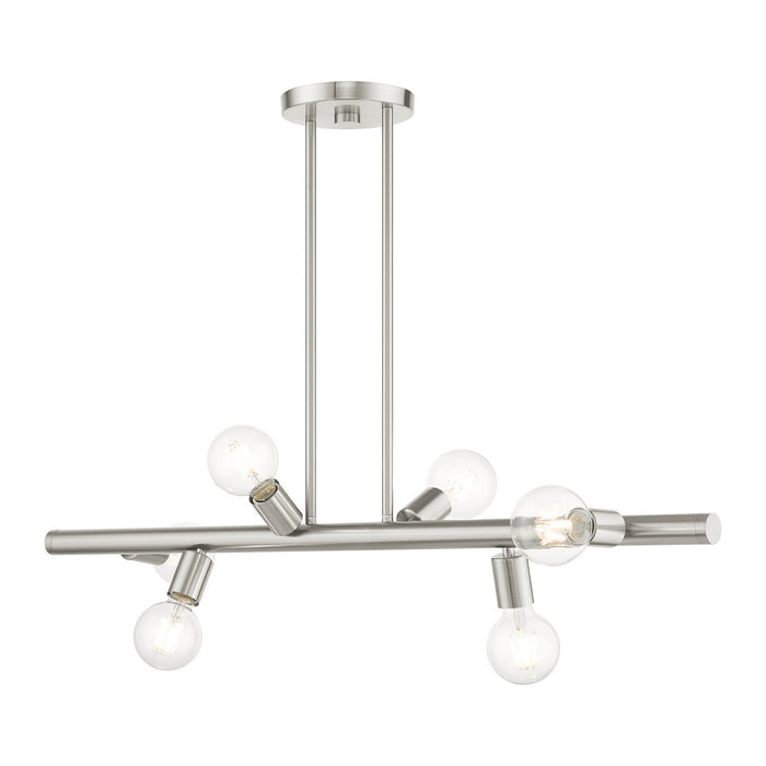 Six Light Linear Chandelier from the Bannister collection in Brushed Nickel finish