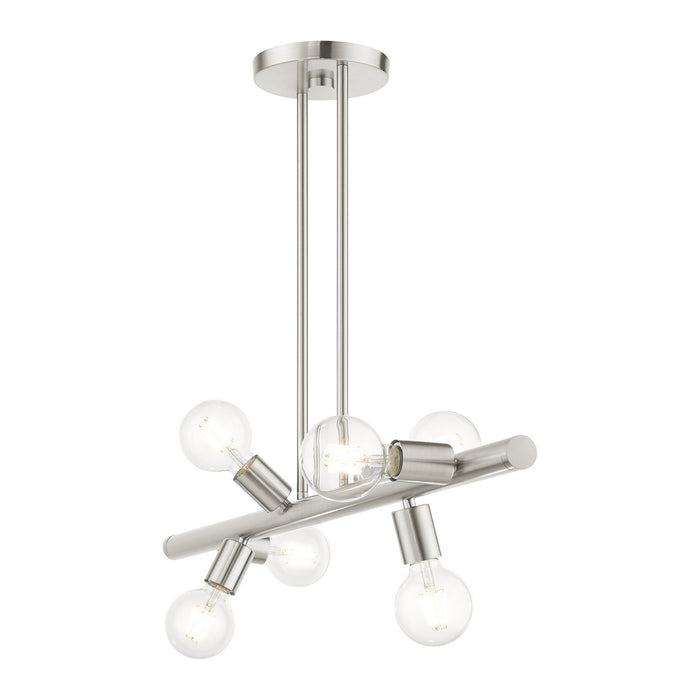 Six Light Linear Chandelier from the Bannister collection in Brushed Nickel finish