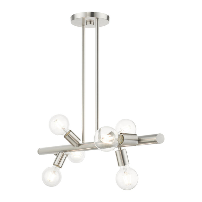 Six Light Linear Chandelier from the Bannister collection in Brushed Nickel finish