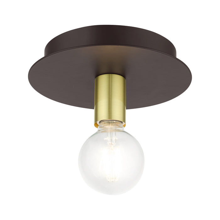 One Light Flush Mount from the Hillview collection in Bronze finish
