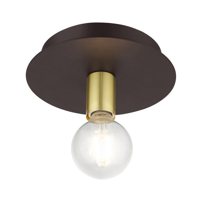 One Light Flush Mount from the Hillview collection in Bronze finish