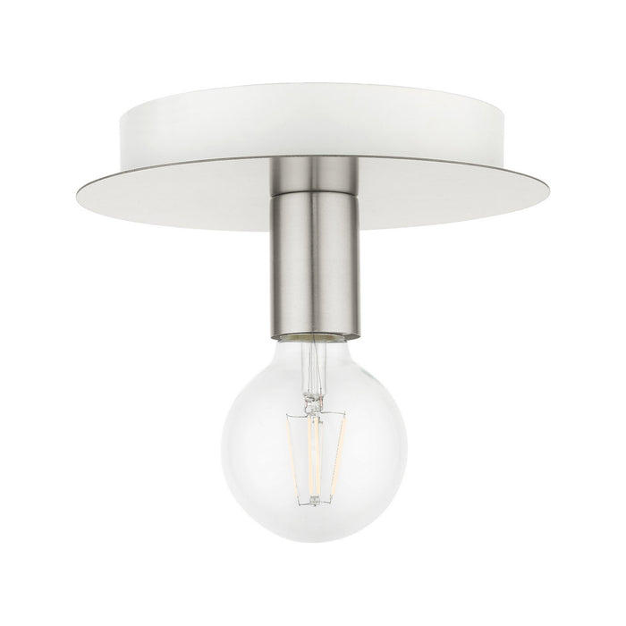 One Light Flush Mount from the Hillview collection in Brushed Nickel finish