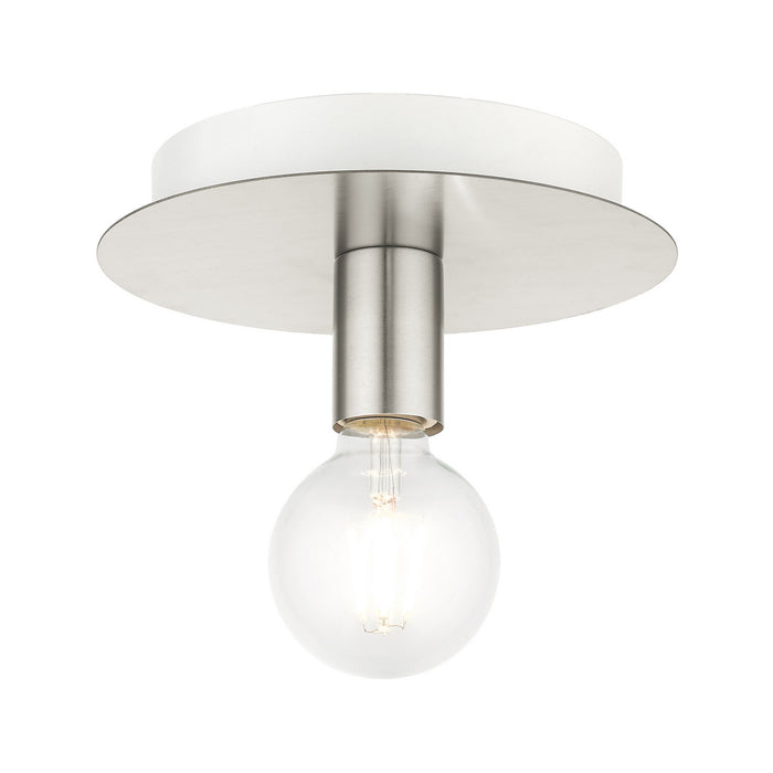 One Light Flush Mount from the Hillview collection in Brushed Nickel finish
