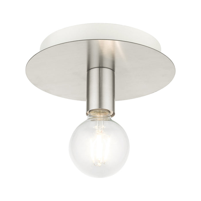 One Light Flush Mount from the Hillview collection in Brushed Nickel finish