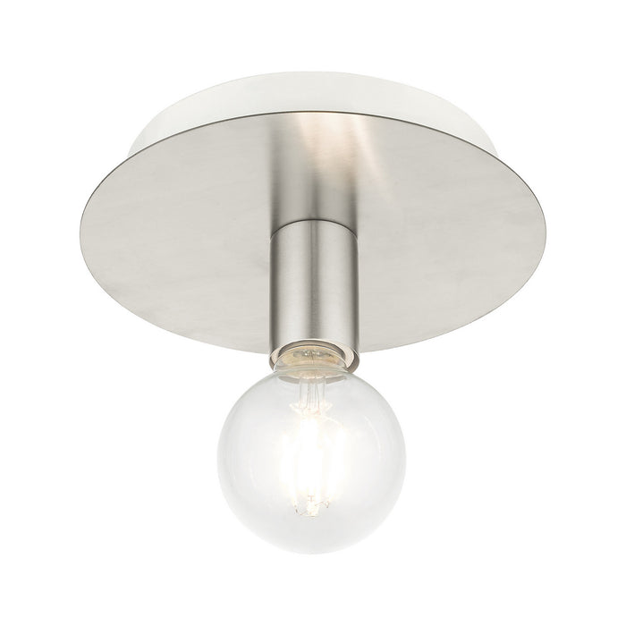 One Light Flush Mount from the Hillview collection in Brushed Nickel finish