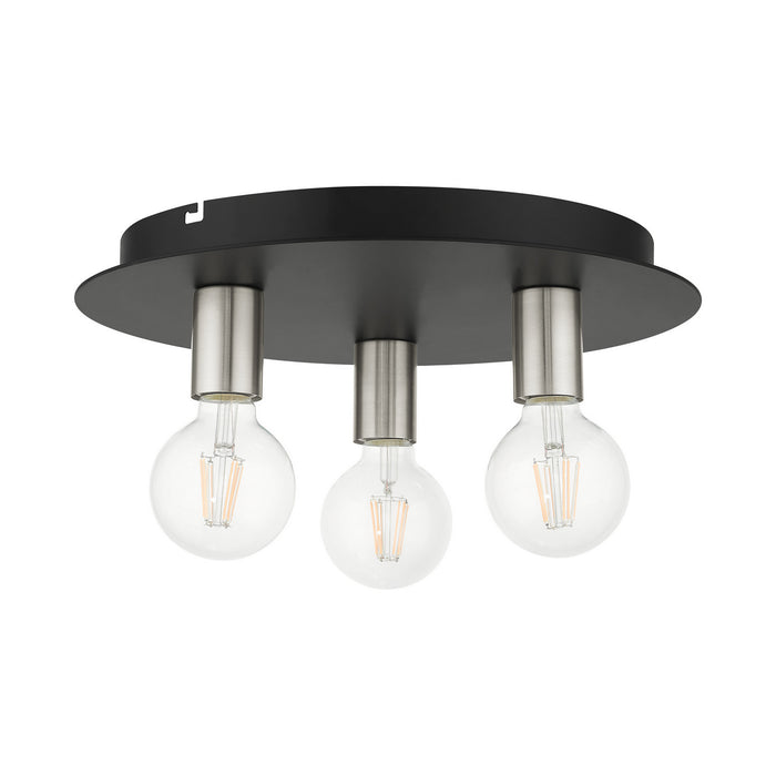 Three Light Flush Mount from the Hillview collection in Black finish