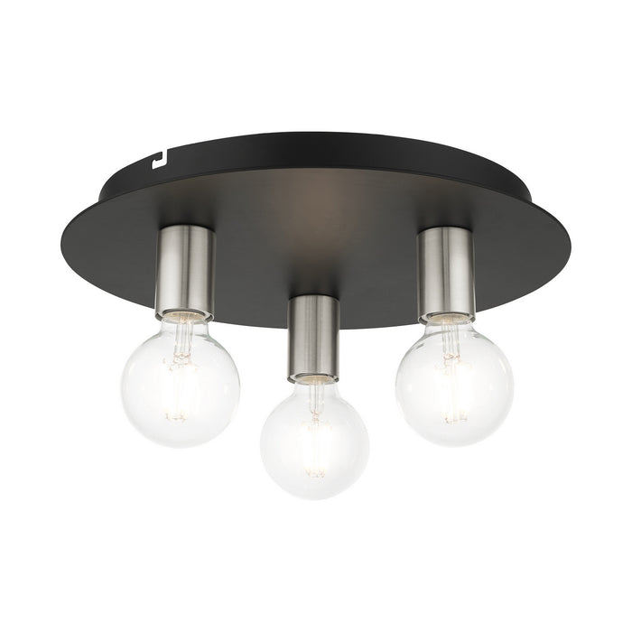 Three Light Flush Mount from the Hillview collection in Black finish