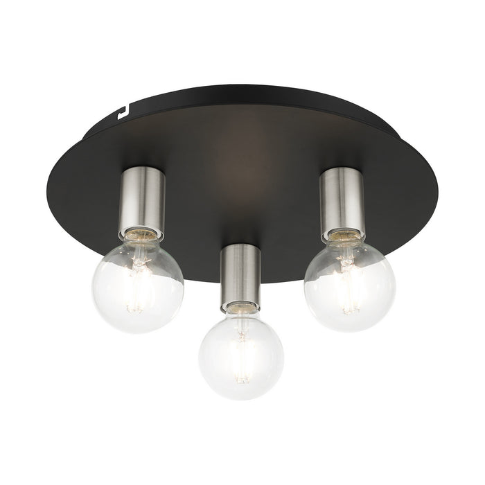 Three Light Flush Mount from the Hillview collection in Black finish