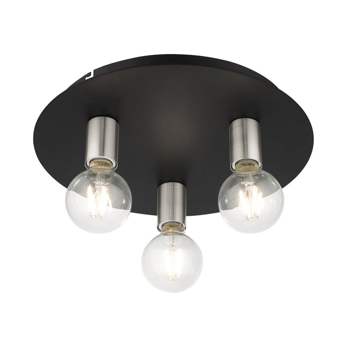 Three Light Flush Mount from the Hillview collection in Black finish